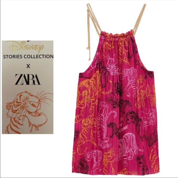 ZARA Disney Stories Collection Jungle Book Halter Top Pink Sleeveless Medium NWT - Picture 2 of 15